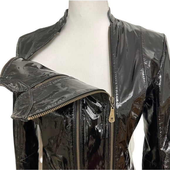Doma Patent Leather Multi Zipper Jacket Black SZ 
Medium Edgy Streetwear EUC - Picture 3 of 11